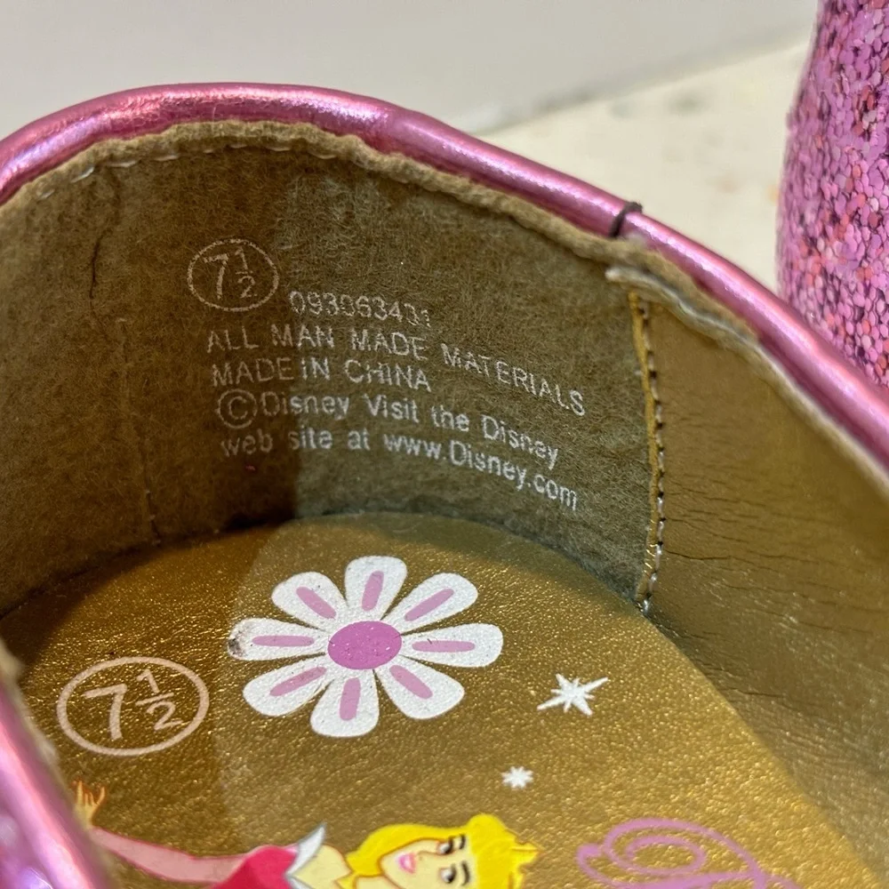 Disney Princess Pink Glitter Sparkle‎ Shoes Sz 7.5 Toddler Girls